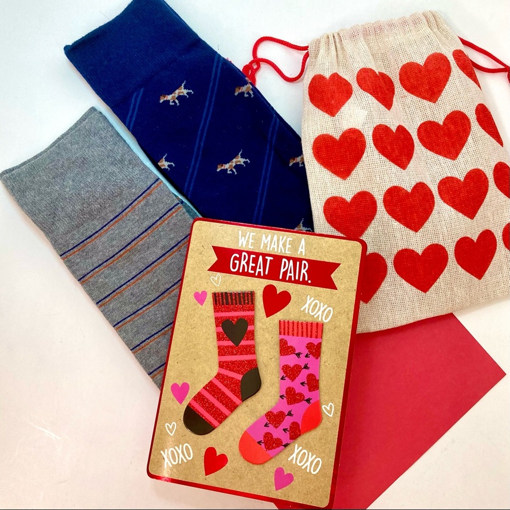 Valentine Gift for Him❤️ 2 Pair Socks, Card, & Gift Bag. Limited Edition Bundle